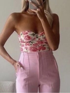 Zara floral Strapless Bustier bodysuit